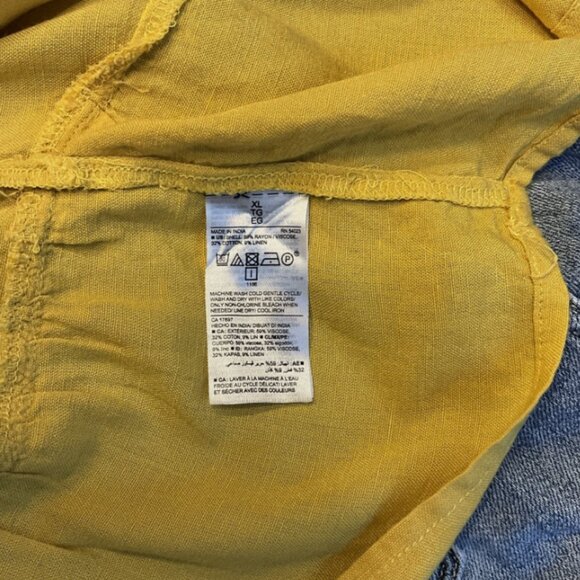 Old Navy XL Mustard Peplum Cottagecore Peasant Blouse with Tie Closure - Picture 6 of 6